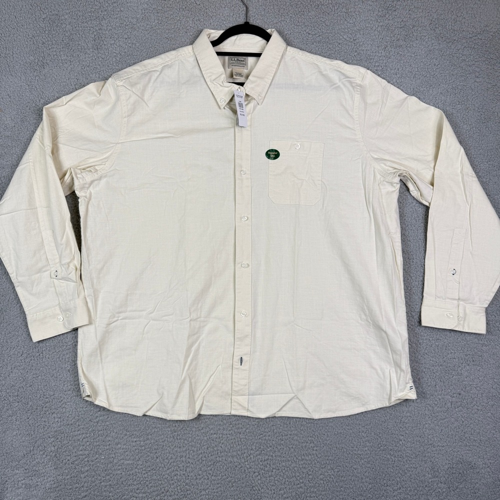 LLBean Mens XXL REG‎ Traditional Fit Long Sleeve Button Down Shirt Silver Birch